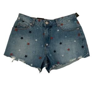 Blank NYC The Barrow Vintage High Rise Star Embroidered Jean Shorts - NEW